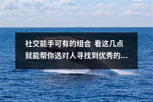 社交能手可有的组合  看这几点就能帮你选对人寻找到优秀的合作伙伴